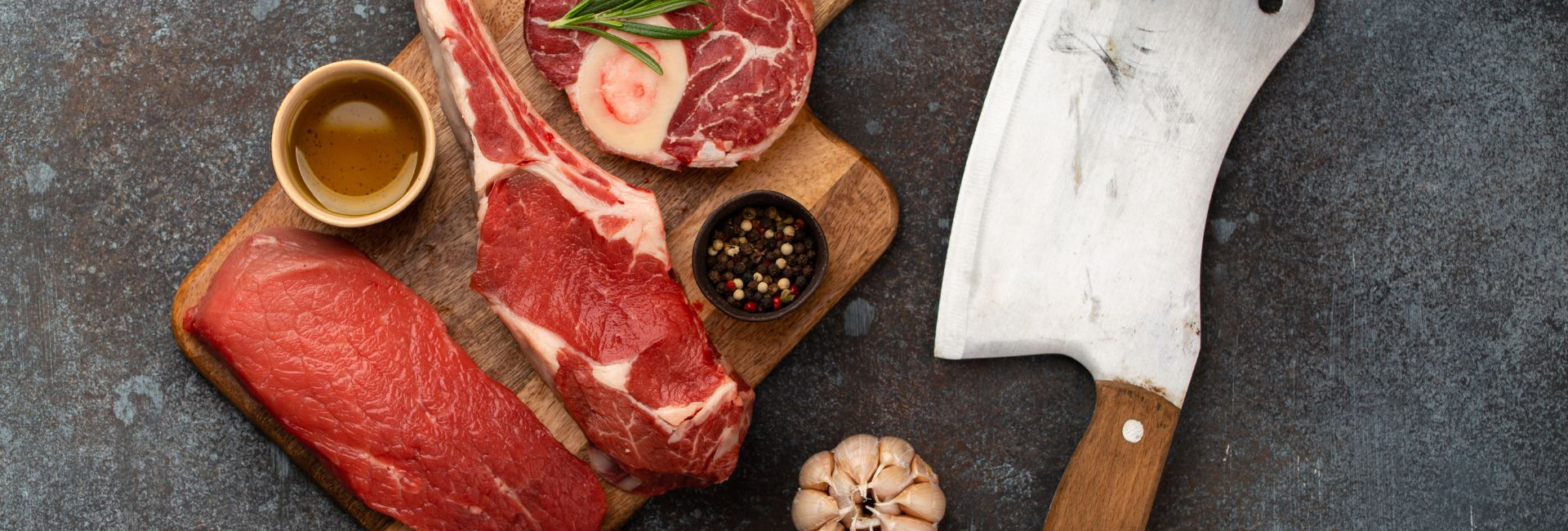 Cuts of meat on a chopping board