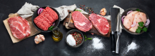 Different cuts of raw meat