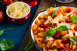 Pasta dish on a table